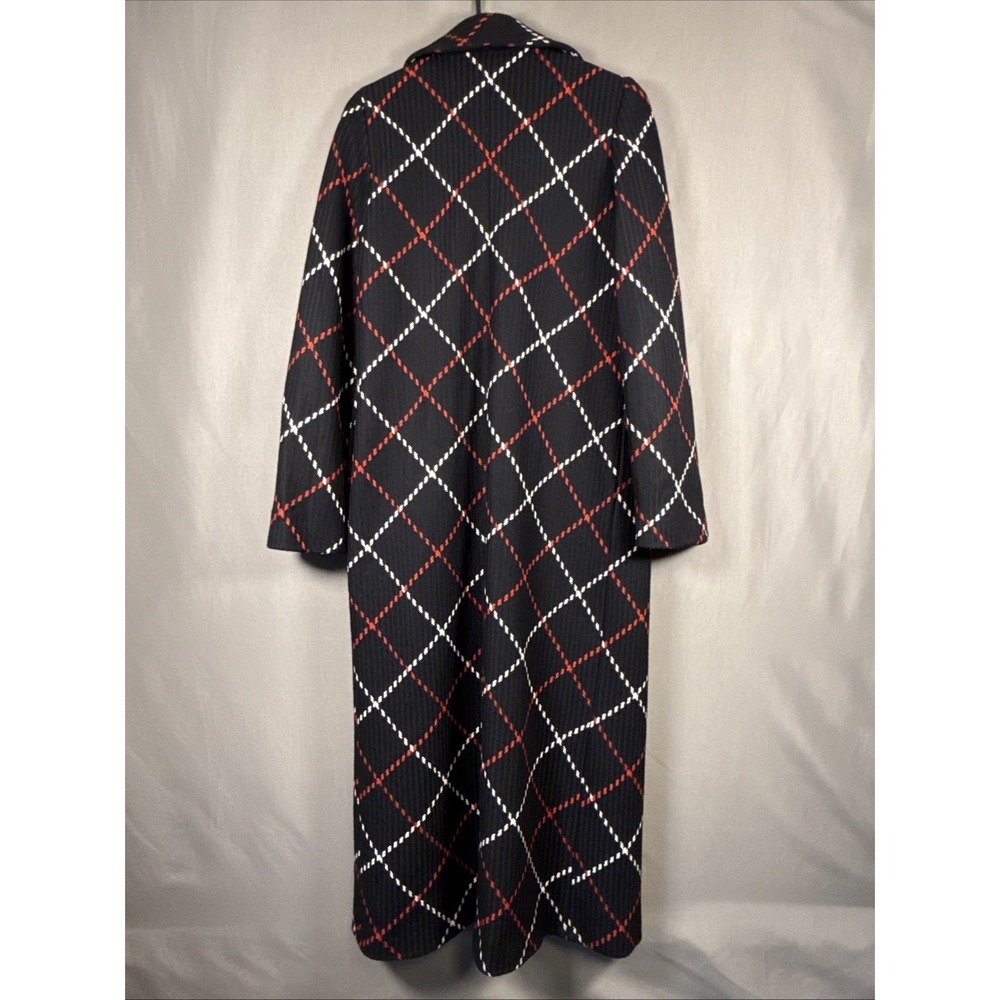 Vintage Lord & Taylor Identity Black Red White Diamond Wool Blend Coat Luxury 6 - Picture 13 of 16